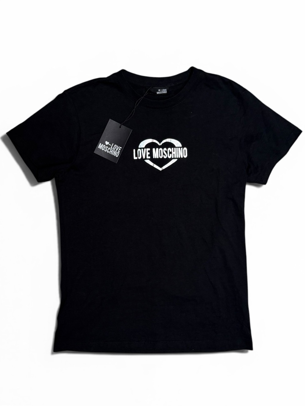 LOVE MOSCHINO AUTHENTIC Black Boxy Fit Short Sleeve T-Shirt Size Large Women’s L